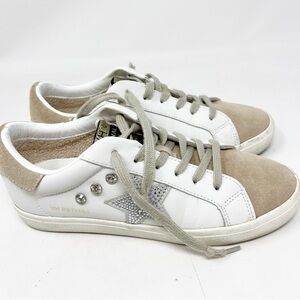 VINTAGE HAVANA WHITE WITH TAN SUEDE RHINESTONE STAR SNEAKERS SZ 7